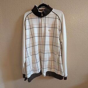 VTG Enyce Y2k White Drk Brown Plaid Windowpane Full Zip Track Jacket Streetwear